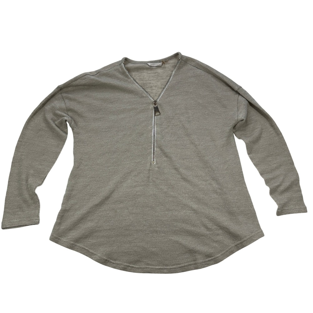 Soft Surroundings Knit Top Half‎ Zip Pullover Tunic Casual Comfy Neutral Large